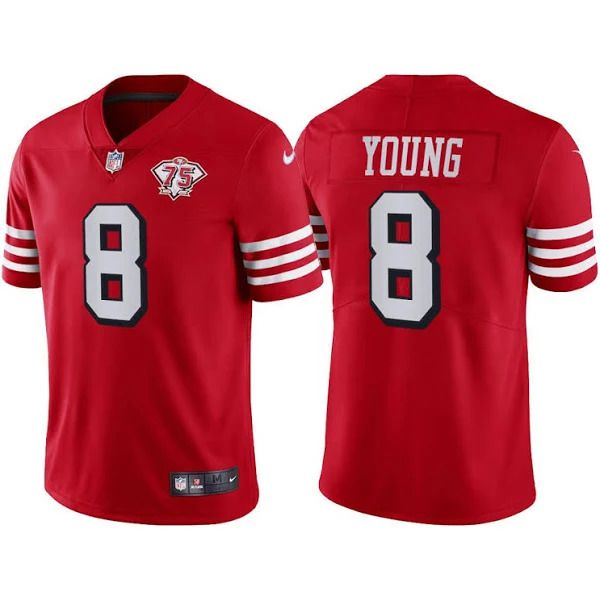 Men San Francisco 49ers 8 Steve Young Nike Red 75th Anniversary Limited NFL Jersey